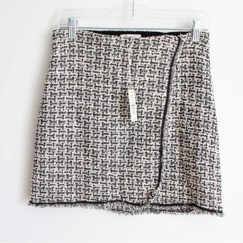 Max Studio Black and Cream Tweed Mini Skirt